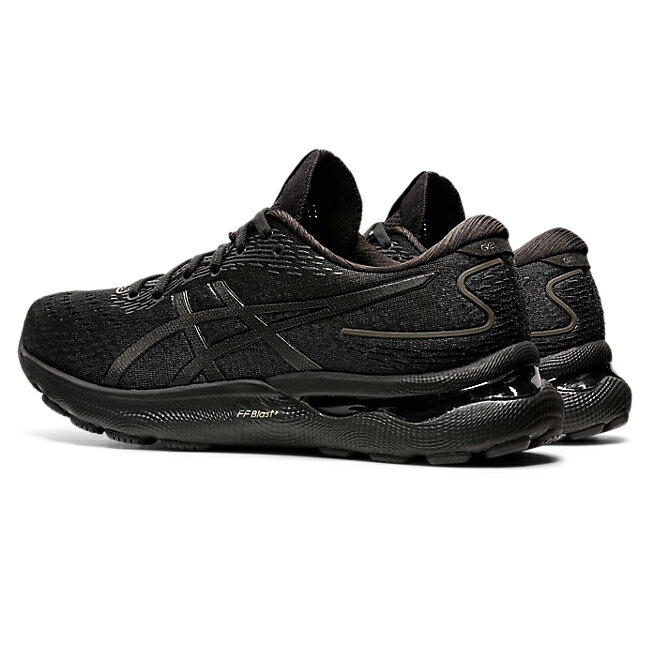 アシックスGEL-NIMBUS24BLACK/BLACKランニング男性用スニーカーシューズ長距離軽量快適反発性メッシュ素材