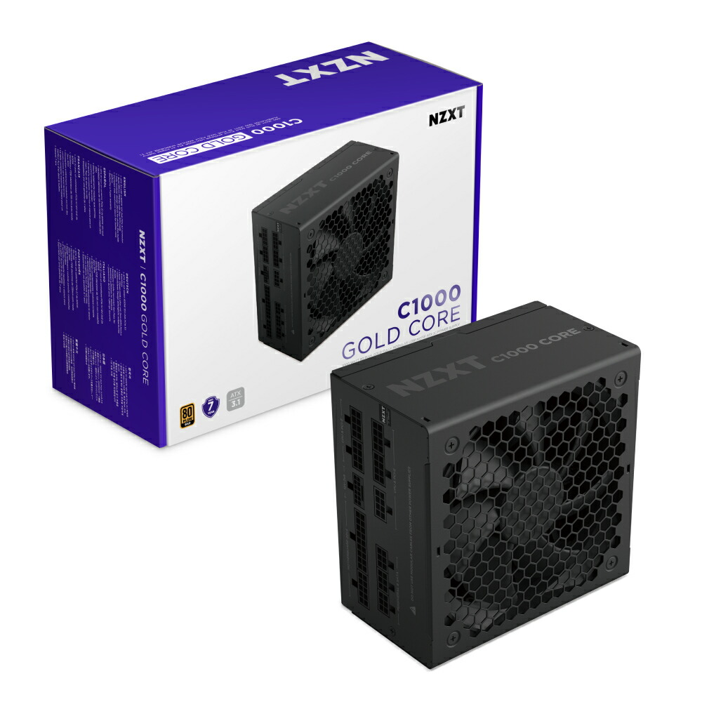 NZXT C1000 Gold Core ATX3.1 PC電源ユニット 1000W 80 PLUS Gold認証 フルモジュラー｜PA-0G3BB-JP