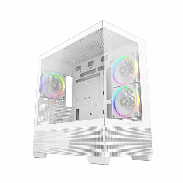 Deepcool CG380 3F WH パノラマビューのM-ATX PCケース ホワイト｜R-CG380-WHAGM3-G