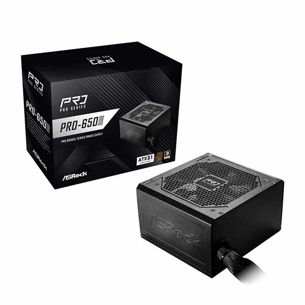 ASRock PRO-650B ATX3.1対応 80PLUS Bronze認証電源ユニット 650W｜PRO-650B
