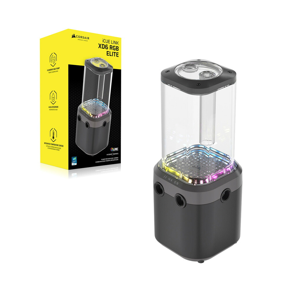 Corsair Hydro X Series iCUE LINK XD6 RGB ELITE (Pump reservoir unit) カスタム水冷用ポンプ/リザーバーコンボ ブラック｜CX-9040013-WW