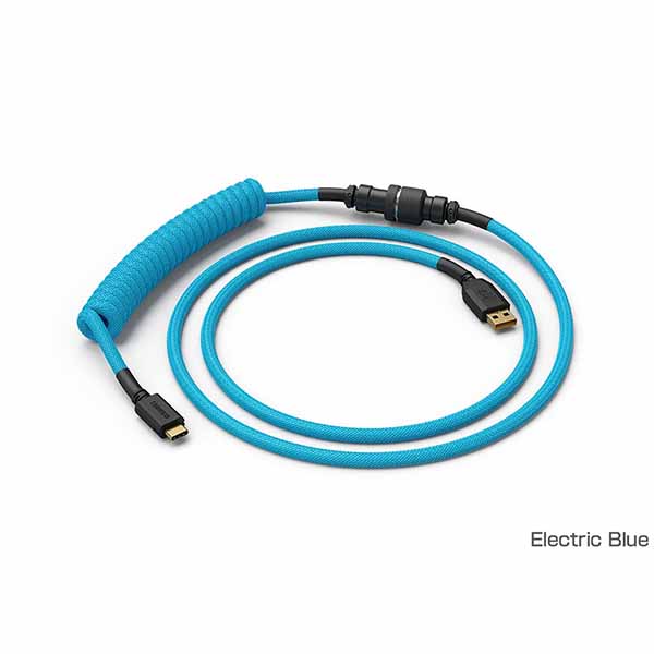 Glorious Coiled Cable - Electric Blue キーボード用USBコイルケーブル エレクトリックブルー｜GLO-CBL-COIL-EB