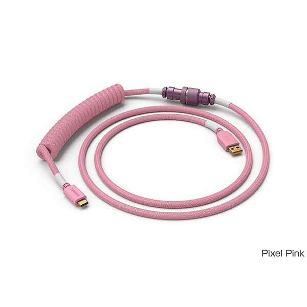 Glorious Coiled Cable - Pixel Pink キーボード用USBコイルケーブル ピクセルピンク｜GLO-CBL-COIL-PP