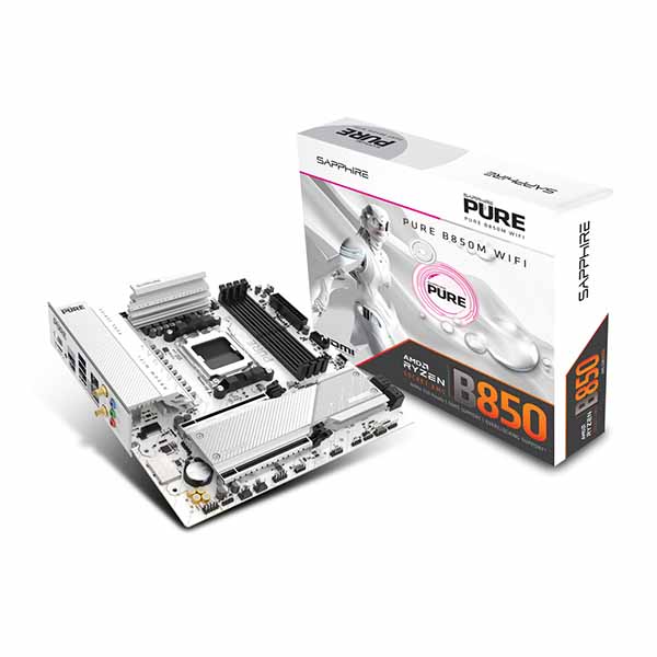 Sapphire PURE B850M WIFI Micro-ATXマザーボード ホワイト｜PURE-B850M/52123-02-40G