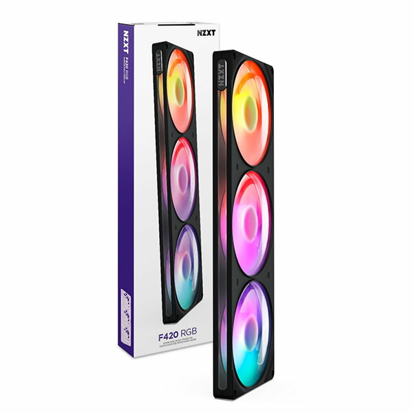 NZXT F420 RGB v2 Black シングルフレーム ケースファン 140mm&times;3 ブラック｜RF-R242U-BF｜ASKダイレクト