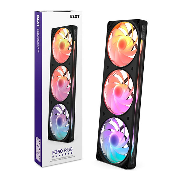 NZXT F360 RGB Reverse Black シングルフレーム ケースファン 120mm&times;3 ブラック｜RF-R236R-BF｜ASKダイレクト