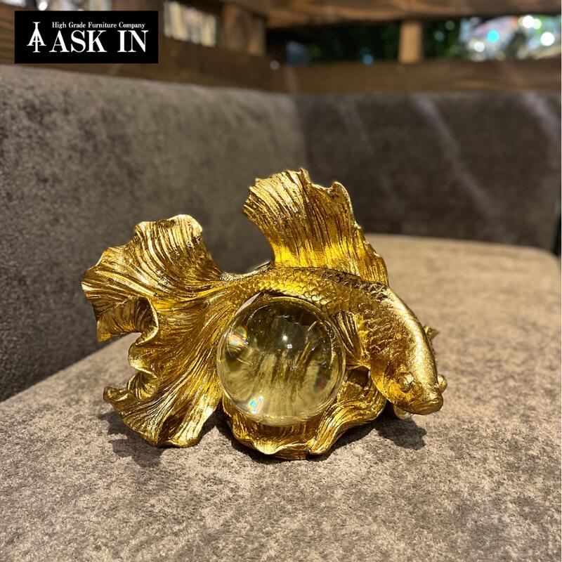 フィッシュ 魚 ゴールド ガラス玉 オブジェ インテリア小物 装飾 置物 インテリア雑貨 おしゃれ かっこいい 玄関 リビング ダイニング アンティーク オフィス ラウンジ 贈り物 開運 プレゼント ギフト 誕生日 お祝い 新築祝い ASK IN アスクイン フィッシュCB|アスク・イン 店