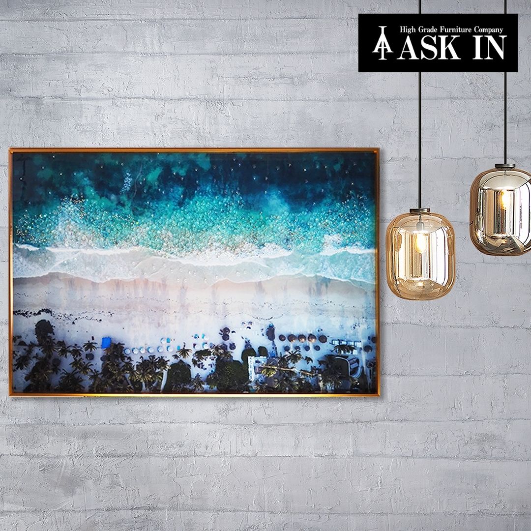 クリスタルアート 60x90cm おしゃれ かわいい かっこいい キラキラ 自然 ビーチ 海 ハワイ 景色 カラフル 女性 アートパネル アート 壁掛け バー カフェ 水晶 誕生日 レストラン プレゼント お祝い ギフト 記念日 ラウンジ 店舗 アスクイン ブランド ASK IN バードアイ1｜アスク・イン　店