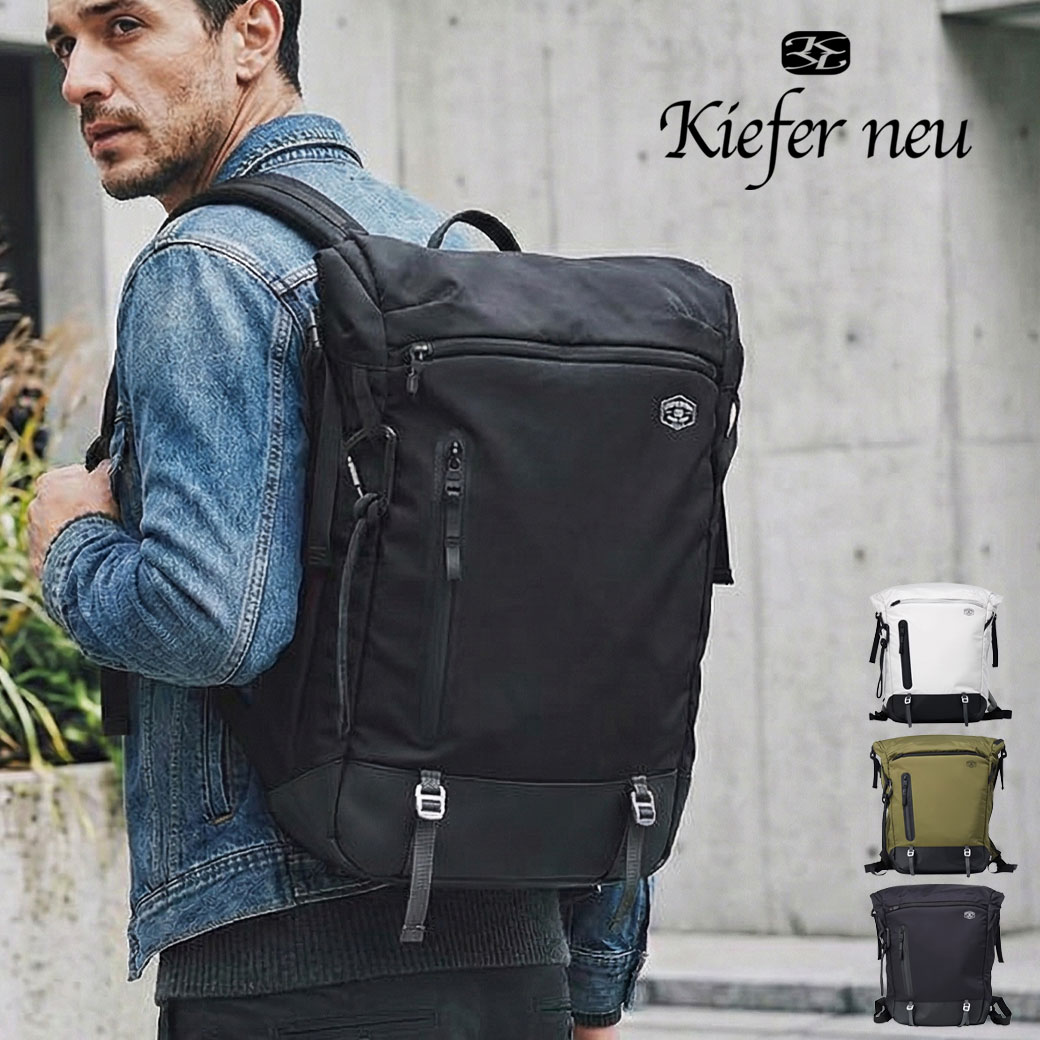 バックパック リュック メンズ 軽量 撥水 Kiefer neu キーファーノイ Impress インプレス kfn11002I KAJIF カジフ ナイロン 15インチPC収納 ロールトップ ビジカジ ジム アウトドア 通勤 レジャー キャリーオン プレゼント