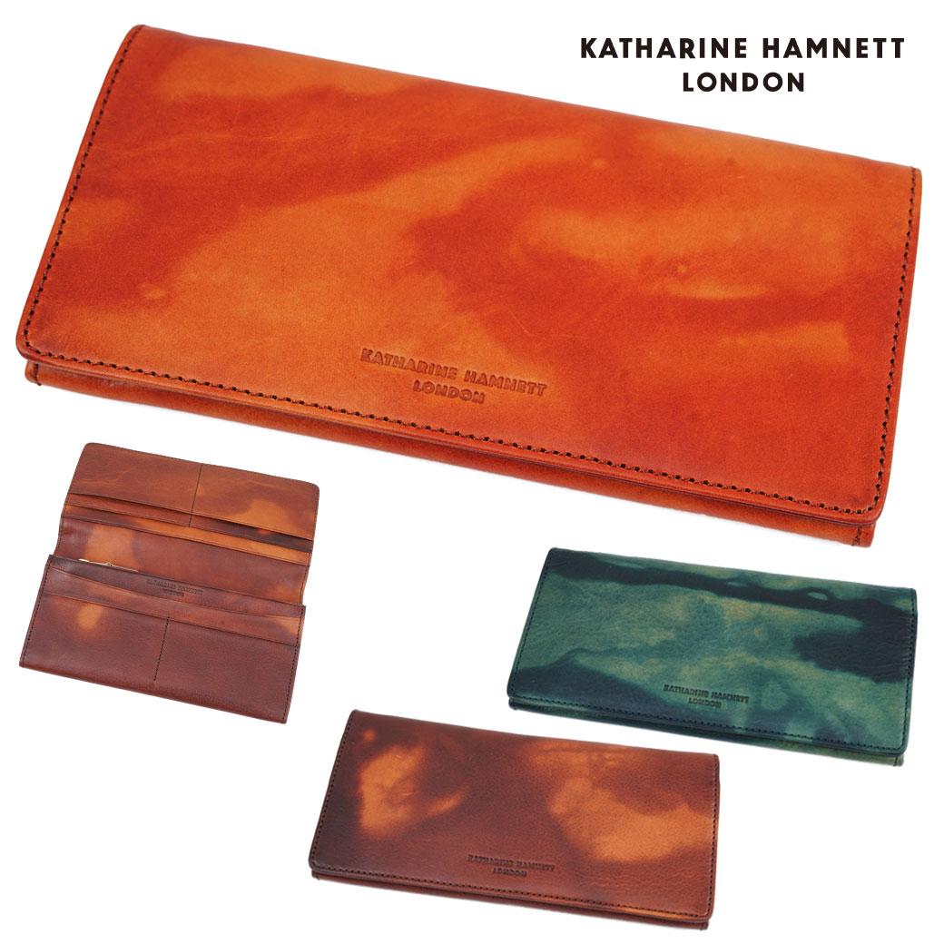 長財布 メンズ KATHARINE HAMNETT キャサリンハムネット ロンドン FLUID フルイド 本革 カード12枚収納 長サイフ レザー ムラ染め メンズ 財布 メンズ 長財布 ブランド 490-59203