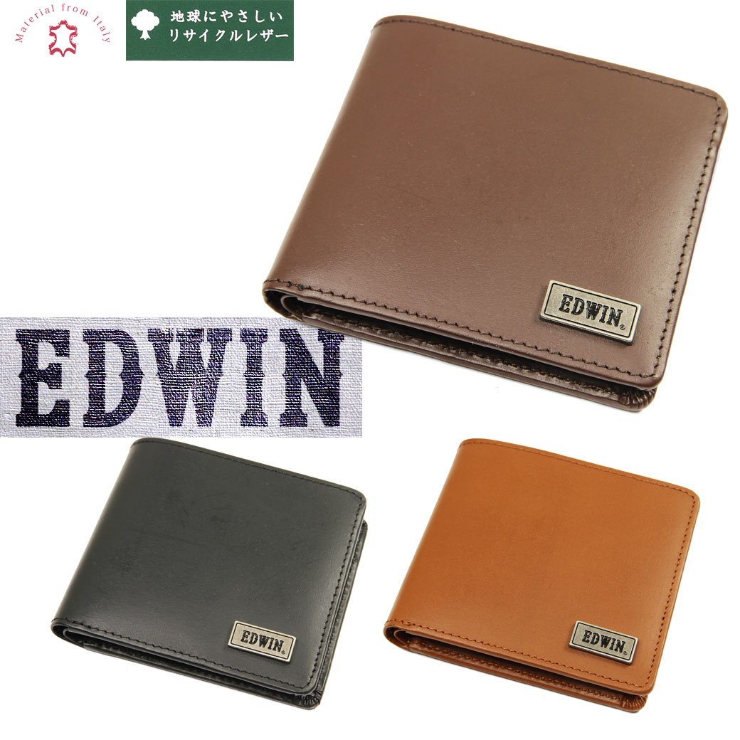 楽天市場】二つ折り財布 メンズ EDWIN エドウィン ボンデッドレザー