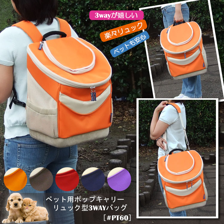 ペットキャリー 【Pet Field】PT60 ペット用 ポップキャリー リュック 型 3way ペットフィールド 推奨体重～7kg ペットバッグ リュックサック 犬 猫 小型犬 フェレット うさぎ ショルダーバッグ 手提げ 斜め掛け｜アスカショップ ビジネス 鞄 財布