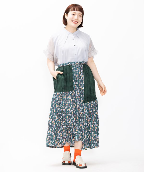 as know as 花とブロックプリーツＳＫ レディース 大きいサイズ ボトムス スカート オオラカ｜AS KNOW AS　店