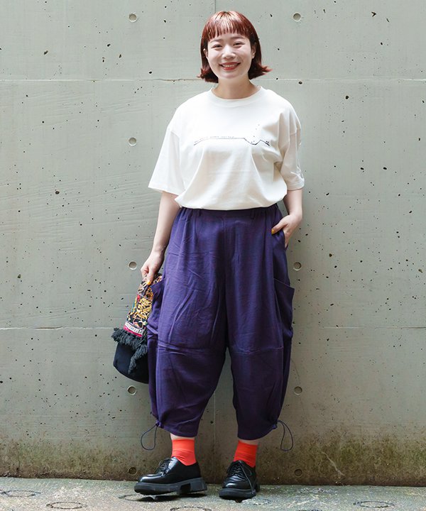 as know as アサっぽ落ち感ポケパン レディース 大きいサイズ ボトムス パンツ ワイドパンツ パンツ ポケット付き 裏地付き 切り替え カーブ ウエストゴム カーゴ ドロスト 綿 麻 レーヨン オオラカ