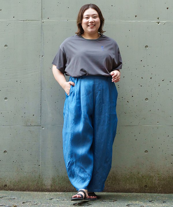 as know as タッククックデニムＰＴ レディース 大きいサイズ ボトムス パンツ デニムパンツ パンツ 切り替え タック ダーツ 立体 ペグ ウエストゴム ダブルポケット 刺繍 オオラカ