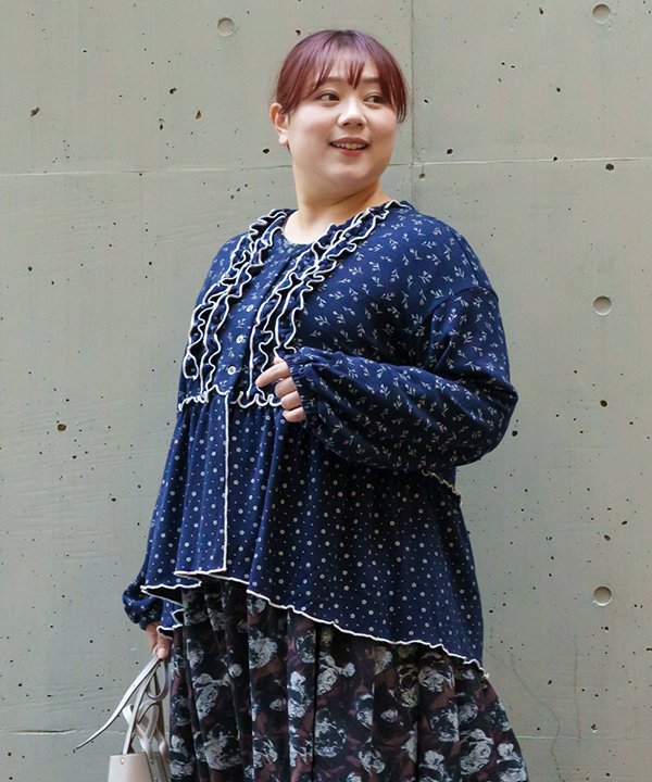 as know as 柔らかく花咲くカットソーＣＤ レディース 大きいサイズ トップス カットソー カーディガン ブラウス カーディガン ＣＤ カットソー 花柄 ２柄 ＭＩＸ 袖口ゴム 前あき 羽織 Ｖネック メロウ フリル ギャザー オオラカ 6,951円