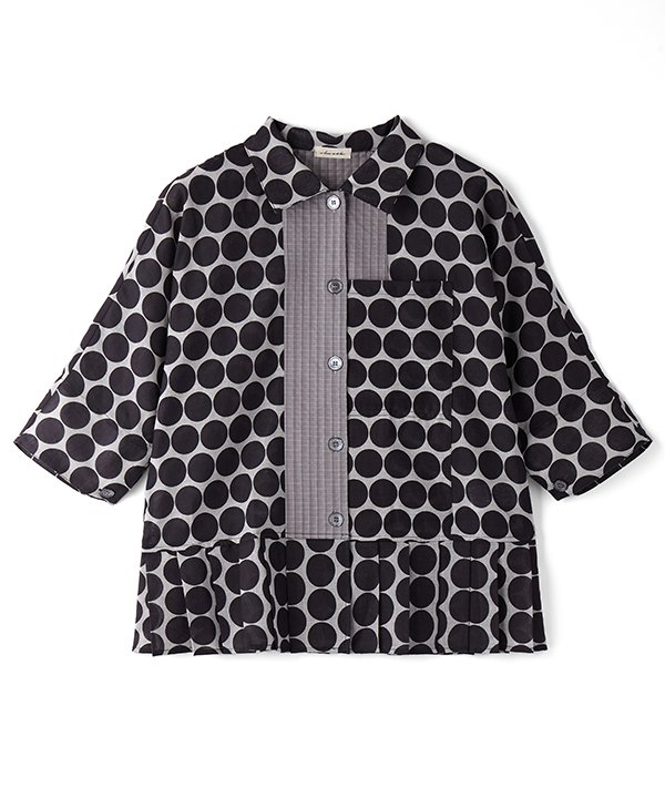 as know as ドットと近い関係ＳＨ レディース トップス シャツ 前開き 水玉 ドット チェック 異素材 ミックス 長袖 プリーツ ポケット 衿 切替 ドルマン ドゥバズ 15,077円