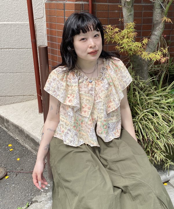 as know as 刺繍でアレンジBL レディース トップス ブラウス オフショルダー 3WAY 衿 ギャザー フリル 刺繍 ポリエステル プリント 花柄 ピンキー