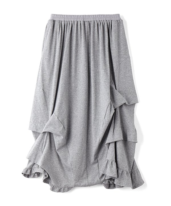 as know as お久しぶりのサルエルＰＴ レディース ボトムス カットソー パンツ サルエル サルエルパンツ カット カットソー フリル ギャザー リブ ウエストゴム タック アシンメトリー パンツ 切替 ゆったり 綿 コットン ポリエステル ポリウレタン ドゥバズ｜AS KNOW AS　店