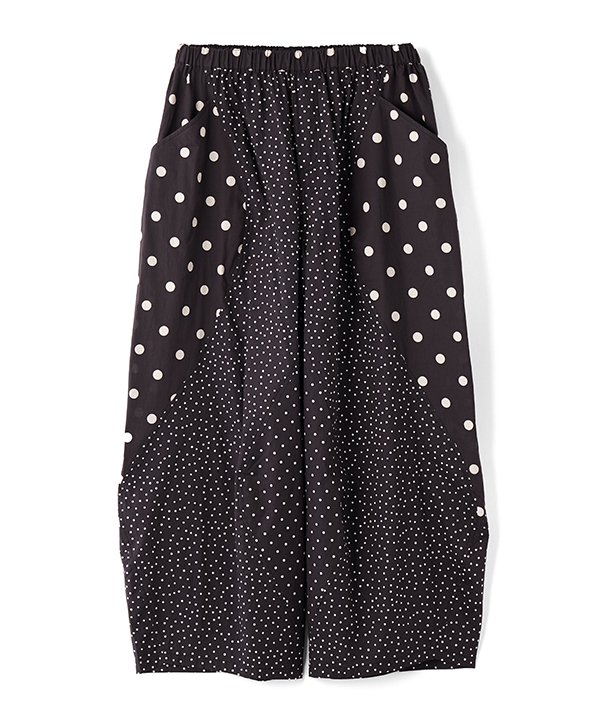 as know as ハッピーなパンツ レディース ボトムス パンツ ウエストゴム ウエストヒモ 立体 切替 花柄 水玉 ミックス ポケット ゆったり ドゥバズ｜AS KNOW AS　店