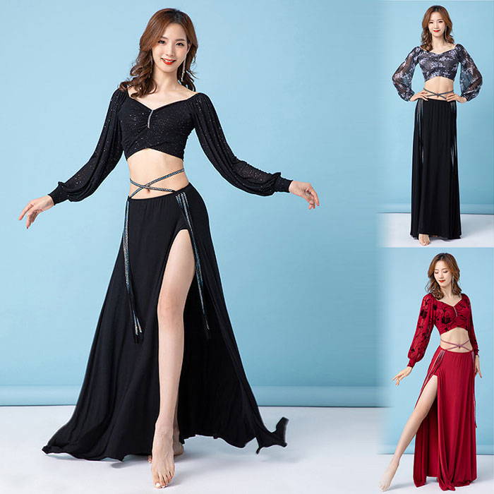 楽天市場】ベリーダンス 衣装 大人 ベリー ドレス 上下セット フレア袖