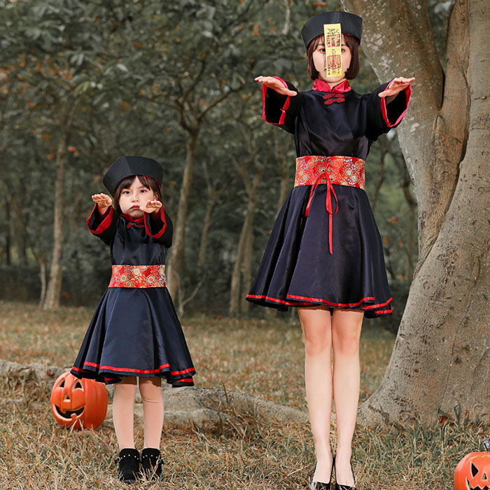 コスプレ衣装 ハロウイン 子供服 キョンシー ゾンビ コスチューム 仮装 妖怪 衣装 鬼 幽霊 ホラー パーティーグッズ キッズ ワンピース 帽子付き  halloween 女の子 かわいい 小悪魔 キョンシー服 ゾンビ服 学園祭 パーティー 誕生日 発表会 絶品