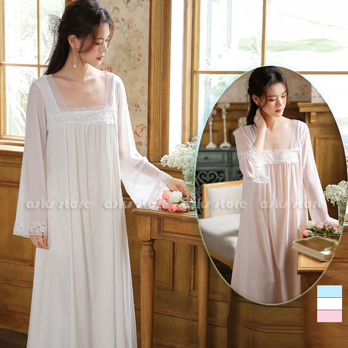 【楽天市場】ネグリジェ 部屋着 ワンピース ルームウェア パジャマ 可愛い ネグリジェ ナイトドレス お姫様風ルームウエア マキシ丈 寝間着