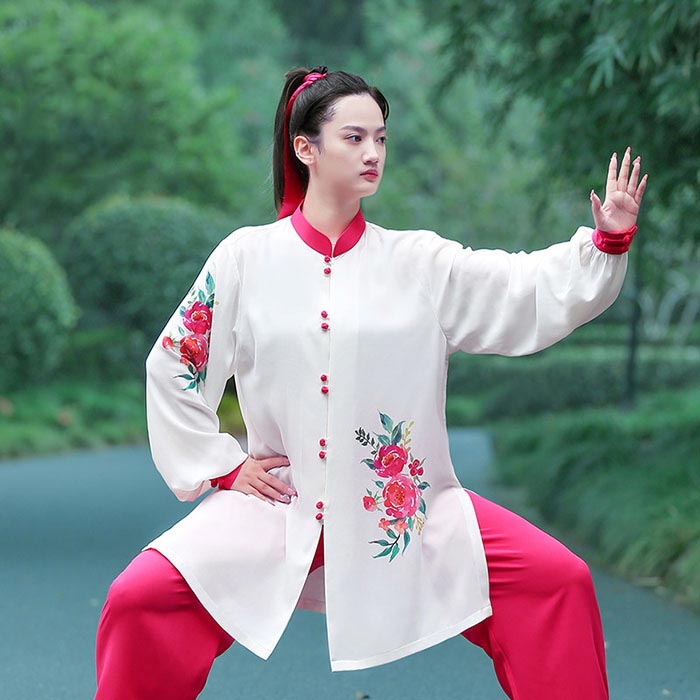 楽天市場】太極拳 ウェア 上下セット 中華風 太極拳服 蓮 花柄