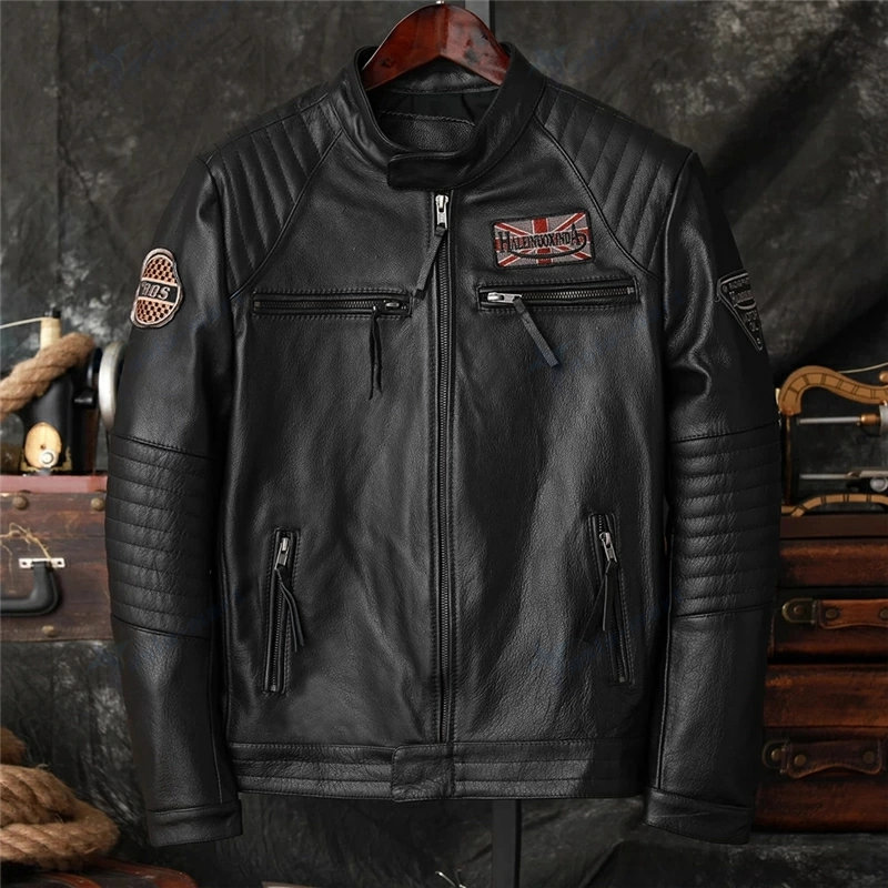 楽天市場】レザージャケット メンズ 本革 刺繍 牛革 レザーコート