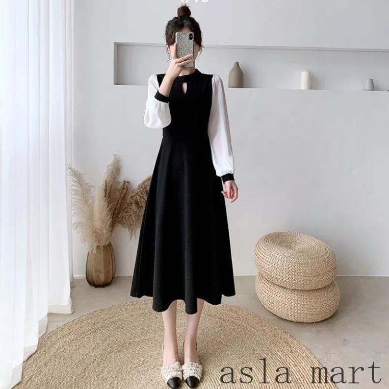 美品　エンフォルド　レイヤード　ドッキング　ロング　ワンピース　ブラック　黒 ABITOKYO（アビトーキョー） ワンピース 異素材段ボールニットベスト