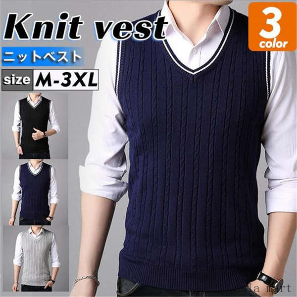 楽天市場】ゴルフウェア メンズ ゴルフベスト ニットベスト Vネック