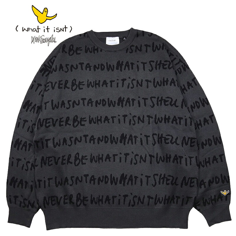 マークゴンザレス 編み物 (What it isNt)MARK GONZALES スウェーター メンズ 労働者の一団のど首 表どおり ブランド名 厚地の外套大いさ 惜しみ無い 格好のいい 成人男性 春 秋 冬 mark24aw004 暗灰色 M L XL トップス-レディースファッション-セーター