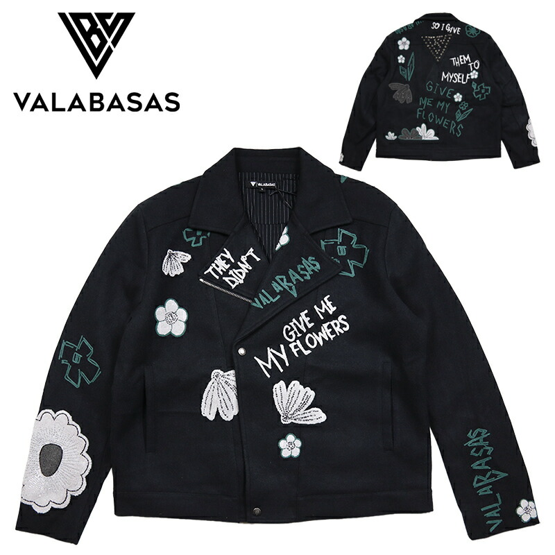 バラバサス ジャケット VALABASAS ライダースジャケット アウター 刺繍 メンズ レディース ブランド 大きいサイズ おしゃれ おすすめ 人気 黒 ストリート valabasas008 ブラック M L