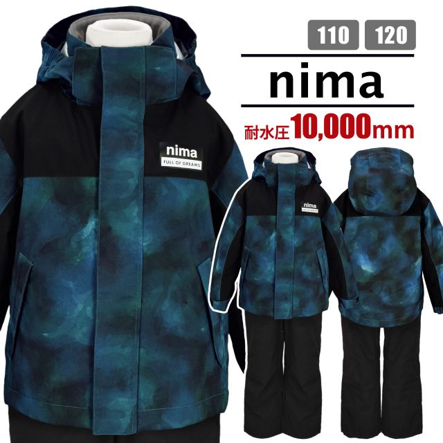 スキーウェア キッズ 兼用 nima フード取外可 サイズ調節可 耐水圧 上下 スキーウェア キッズ 子供 兼用 nima フード取り外し可 サイズ