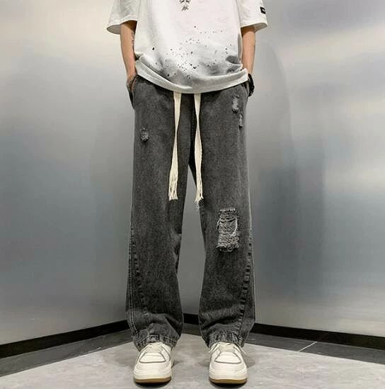 パンツ ワイドパンツ メンズ ズボン ボトムス ジーンズ ダメージ加工 デニム|アソラ