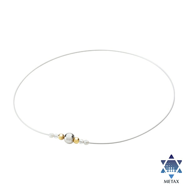 [Phiten]ファイテンRAKUWAネックレスワイヤー ミラーボール(0224TG929053)シルバー/ゴールド 50cm｜ASPOアスリート