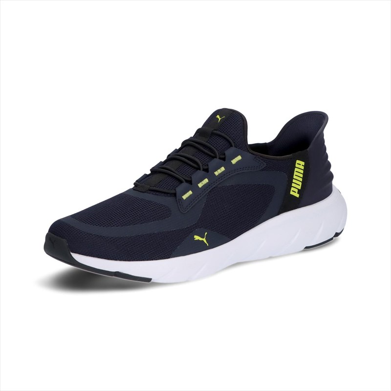[PUMA]プーマ ランニングシューズ SOFTRIDE フレックス レース EASE IN ALT ワイド (311996)(08) ニューネイビー/ラックスライム/プーマブラック