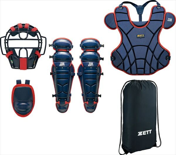 ゼット キャッチャーズギア 軟式用キャッチャー防具4点セット BL303SET 2964 ネイビー×レッド