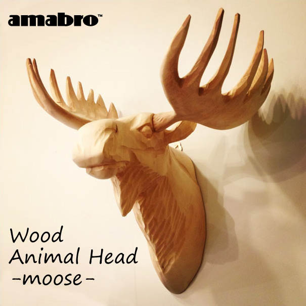 楽天市場 送料無料 Wood Animal Head Moose Amabro ヘラジカ シカ 鹿 アニマルヘッド 動物 頭 首 角 北欧 木 ウッド 木製 木彫り 壁掛け オブジェ トロフィー ブルックリン インテリア オシャレ ナチュラル Asquisse