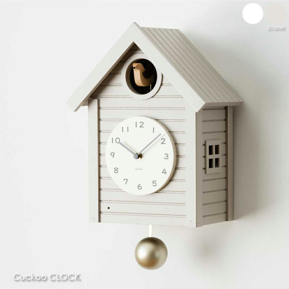 \ ポイント最大29倍 23日 1:59まで/インターゼロ Cuckoo CLOCK 鳩時計 振り子時計 時計 壁掛け アンティーク レトロ アナログ 北欧 モダン おしゃれ 雑貨 贈り物 結婚祝い 新築祝い 部屋 リビング シンプル 高級感 ウッド 木 木製 振り子 ホワイト グレー 白 CH-059