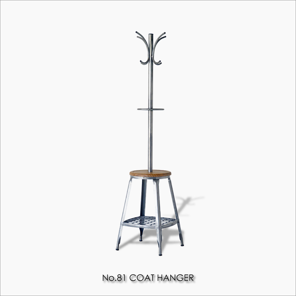 No.81 COAT HANGER コートハンガー ハンガーラック ポールハンガー ポールスタンド スリム 玄関 コンパクト 棚 スチール 収納 省スペース シンプル おしゃれ ウッド 木製 北欧 インダストリアル ヴィンテージ ビンテージ アンティーク インテリア|asquisse