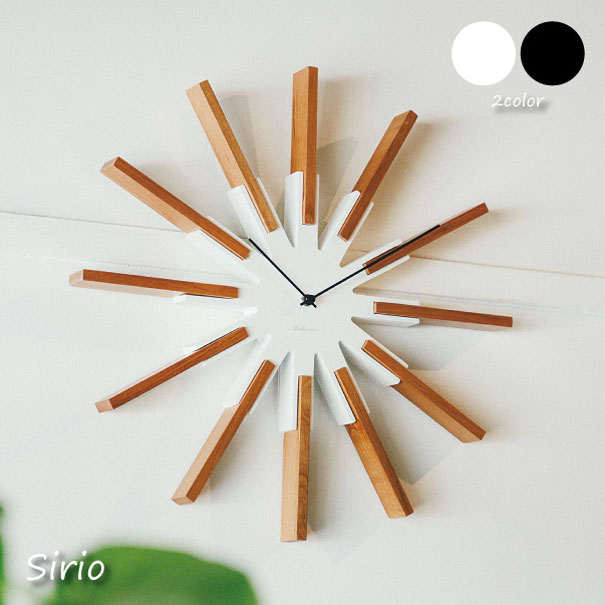 INTERFORM Sirio 時計 壁掛け アンティーク 西海岸 北欧 モダン おしゃれ 雑貨 インテリア ナチュラル ホワイト ブラック 贈り物 ウッド 木 ポリレジン 太陽 星 CL-3346｜asquisse