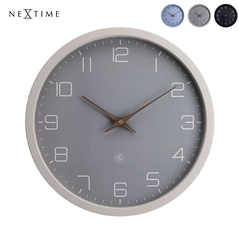 NeXtime ECO ネクスタイム 時計 掛け時計 壁掛け 静か 静音 北欧 モダン おしゃれ ミッドセンチュリー 子供部屋 キッズ ホテルライク アンティーク かわいい アナログ リビング インテリア シンプル ブルー ベージュ ブラック 黒 NXT-7373