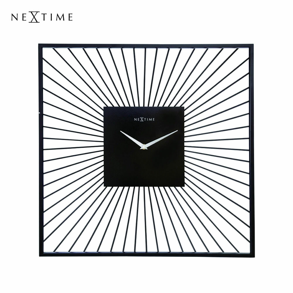 NeXtime Vasco Square ネクスタイム 時計 掛け時計 壁掛け 静か 静音 北欧 モダン おしゃれ ミッドセンチュリー デザイナー ホテルライク アンティーク かわいい アナログ リビング インテリア シンプル スクエア 正方形 四角 ブラック 黒 NXT-3303|asquisse