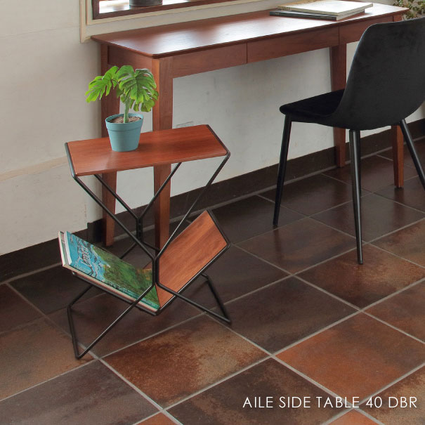 AILE SIDE TABLE 40 DBR エールサイドテーブル ダークブラウン コンパクト ナイトテーブル 収納 アイアン アンティーク 北欧 おしゃれ 木製 家具 ウォールナット 高級感 SST-510|asquisse