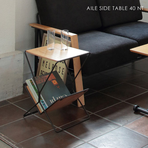 AILE SIDE TABLE 40 NT エールサイドテーブル ナチュラル コンパクト ナイトテーブル 収納 アイアン アンティーク 北欧 おしゃれ 木製 家具 オーク 高級感 SST-516|asquisse