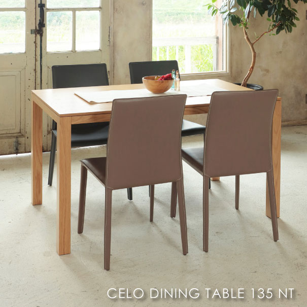 CELO DINING TABLE NT セロダイニングテーブル ナチュラル 4人用 アンティーク 小さい 小さめ 130 140 コンパクト 脚 おうちカフェ 家具 おしゃれ 可愛い 北欧 オーク TDT-1346｜asquisse