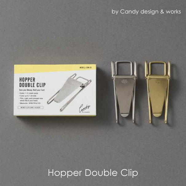 Hopper Double Clip Candy design works マネークリップ カード 収納 紙幣 お札 オシャレ プレート 金属 真鍮  ゴールド 金 シルバー 銀 アンティーク ファッション通販