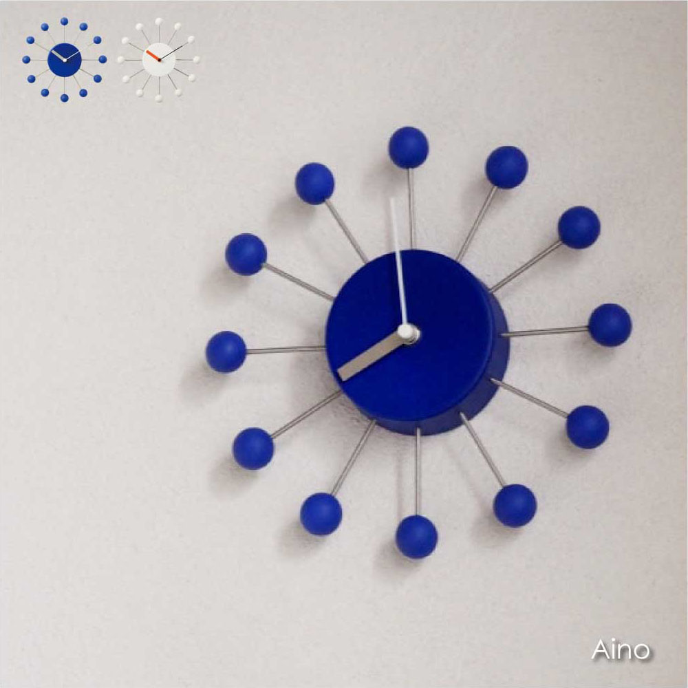 INTERFORM Aino 時計 壁掛け スイープムーブメント 静か 静音 アンティーク レトロ かわいい アナログ 北欧 モダン ナチュラル ミッドセンチュリー サンバースト 太陽 放射状 おしゃれ 贈り物 結婚祝い 新築祝い リビング シンプル 子供部屋 アイボリー ブルー CL-4506｜asquisse home living