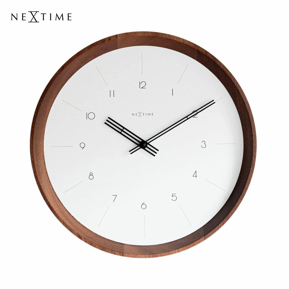 NeXtime Deep ネクスタイム 時計 掛け時計 壁掛け 木 木製 木目 スイープムーブメント 静か 静音 アンティーク レトロ ミッドセンチュリー かわいい アナログ 北欧 モダン ナチュラル おしゃれ リビング インテリア シンプル 贈り物 結婚祝い 新築祝い NXT-J042｜asquisse home living